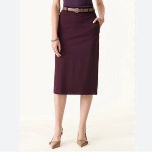 OGL Ponte-De-Roma Essential A-line Midi Skirt with Zippered Pockets NWT